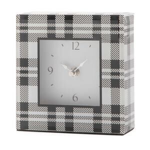 Mackenzie Childs Black & White Tartan Desk Clock NEW